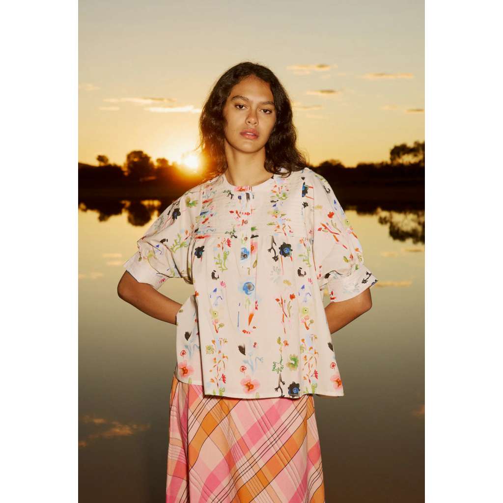 Gwen Blouse | Watercolour Cream by Nancybird. Australian Art Prints and Homewares. Green Door Decor. www.greendoordecor.com.au