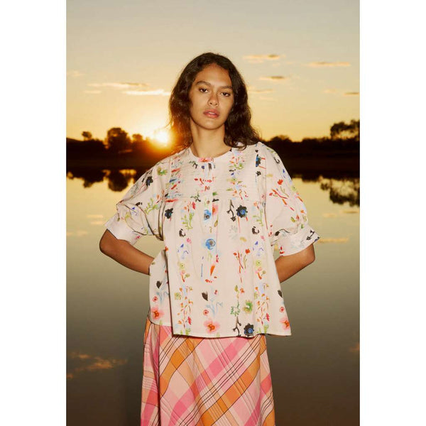 Gwen Blouse | Watercolour Cream by Nancybird. Australian Art Prints and Homewares. Green Door Decor. www.greendoordecor.com.au