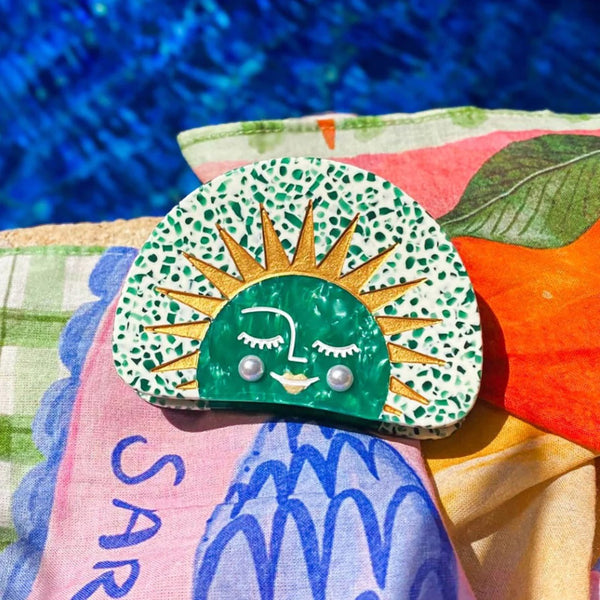 Hair Claw | Green Sun by Kingston Jewellery. Australian Art Prints and Homewares. Green Door Decor. www.greendoordecor.com.au