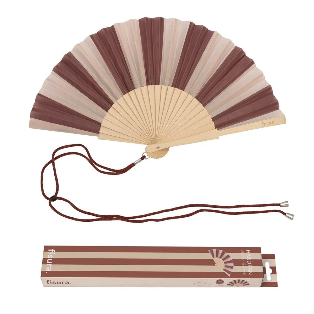 Hand Fan | Brown & Beige Stripes by Fisura, French Bazaar. Australian Art Prints, Gifts, Fashion and Homewares. Green Door Decor. www.greendoordecor.com.au
