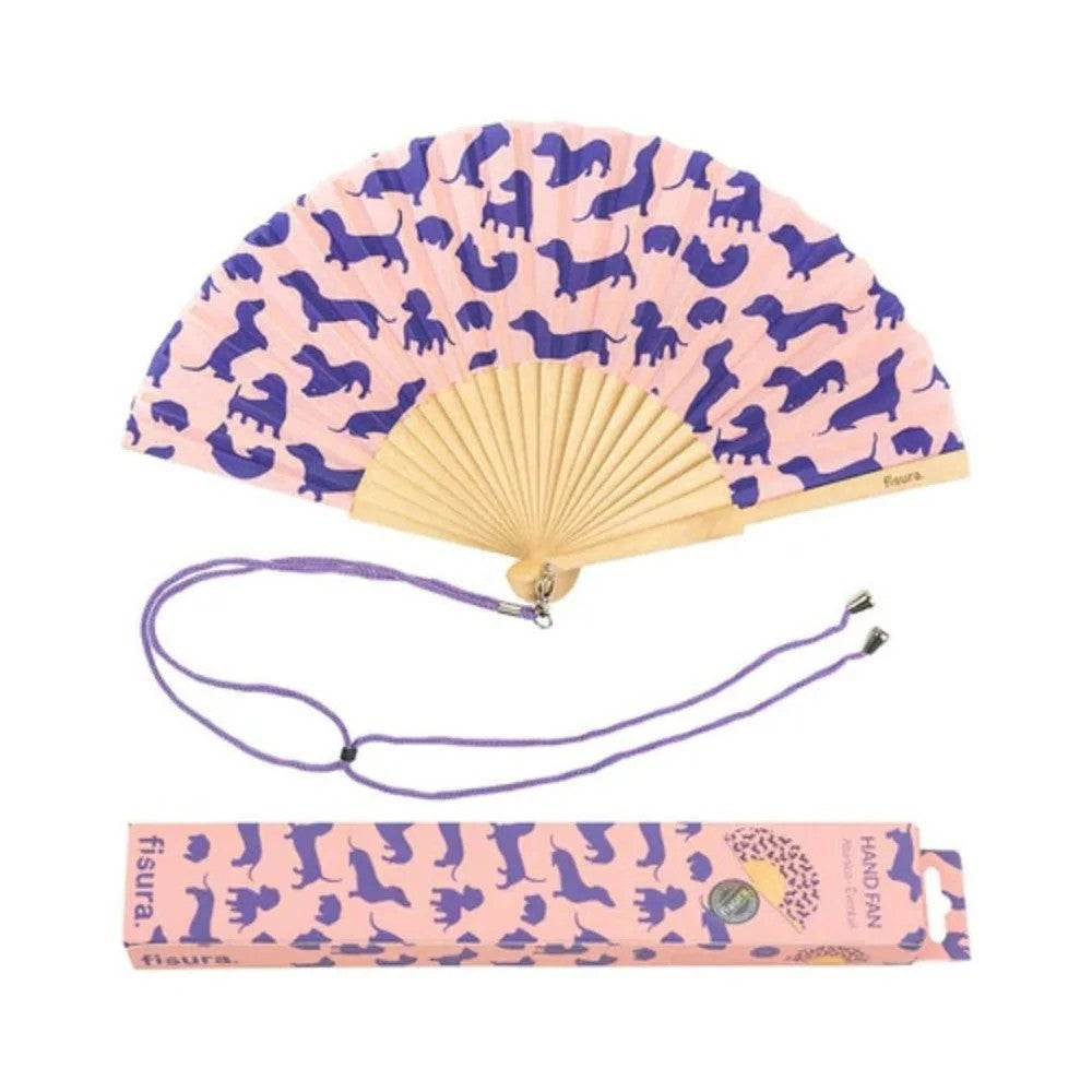 Hand Fan | Sausage Dog by Fisura, French Bazaar. Australian Art Prints, Gifts, Fashion and Homewares. Green Door Decor. www.greendoordecor.com.au