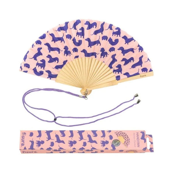 Hand Fan | Sausage Dog by Fisura, French Bazaar. Australian Art Prints, Gifts, Fashion and Homewares. Green Door Decor. www.greendoordecor.com.au