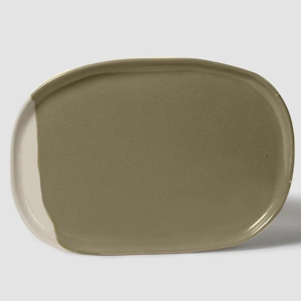 Hand Pressed Oval Platter | Olive Green by Robert Gordon. Australian Art Prints and Homewares. Green Door Decor. www.greendoordecor.com.au