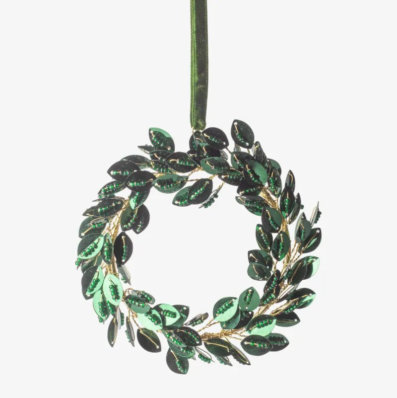 Hanging Beaded Ring Green | Christmas Hanging Decoration by French Country Collections. Australian Art Prints, Gifts, Fashion and Homewares. Green Door Decor. www.greendoordecor.com.au