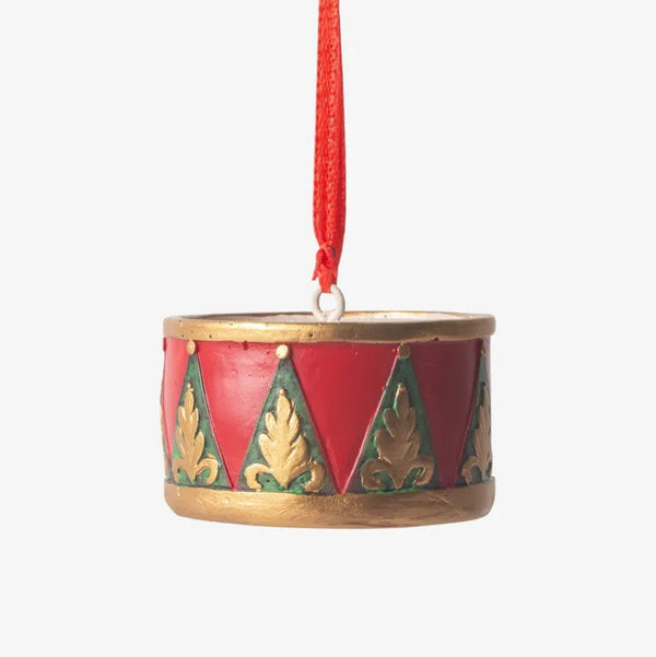 Hanging Decorated Drum | Hanging Christmas Ornament by French Country Collections. Australian Art Prints, Gifts, Fashion and Homewares. Green Door Decor. www.greendoordecor.com.au