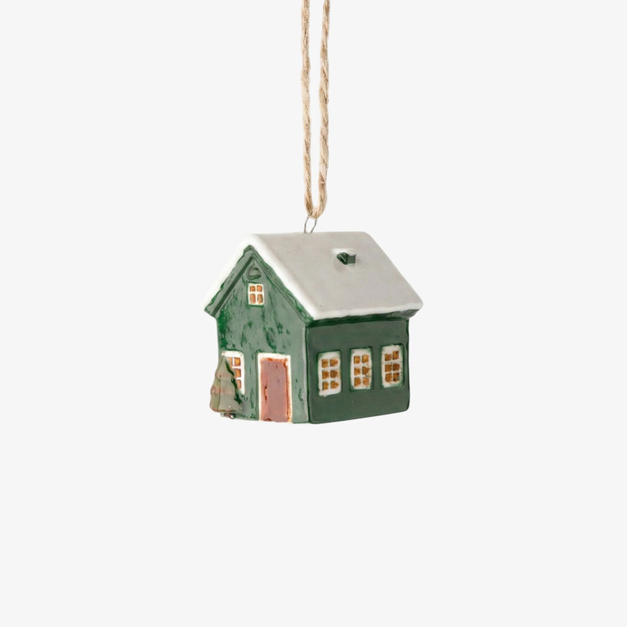 Hanging Mini Bungalow Green | Christmas Hanging Decoration by French Country Collections. Australian Art Prints, Gifts, Fashion and Homewares. Green Door Decor. www.greendoordecor.com.au
