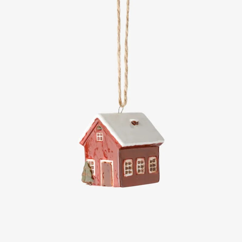 Hanging Mini Bungalow Red | Christmas Hanging Decoration by French Country Collections. Australian Art Prints, Gifts, Fashion and Homewares. Green Door Decor. www.greendoordecor.com.au
