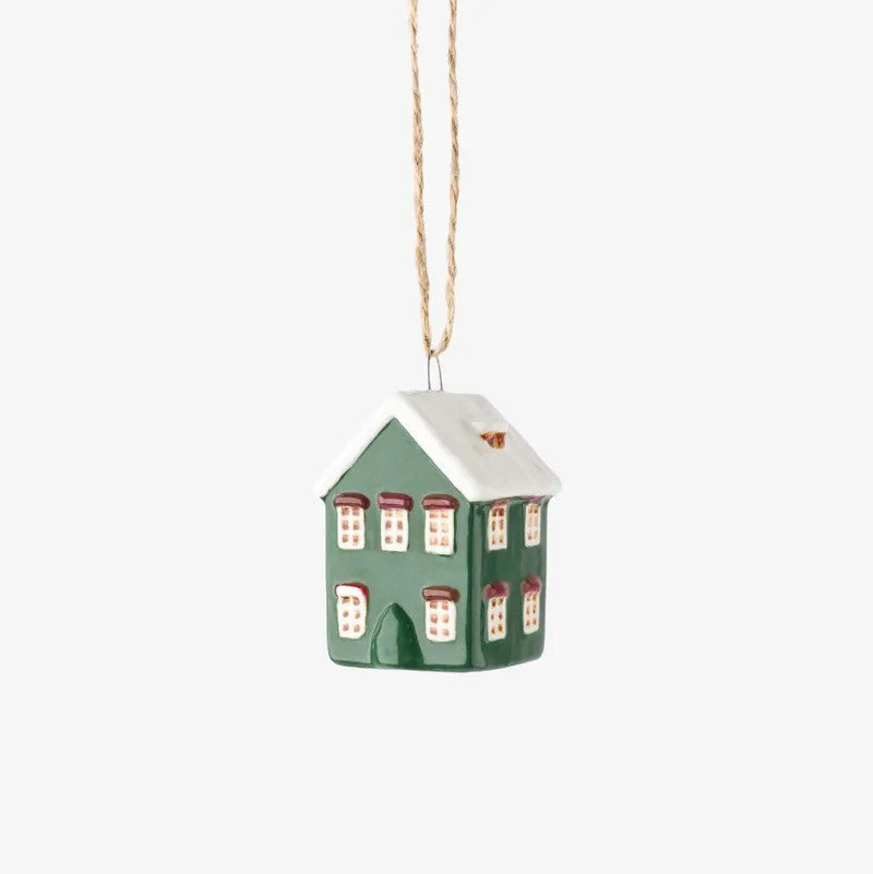 Hanging Mini House Green | Christmas Hanging Decoration by French Country Collections. Australian Art Prints, Gifts, Fashion and Homewares. Green Door Decor. www.greendoordecor.com.au