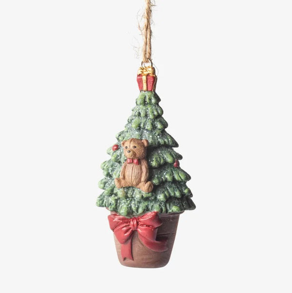 Hanging Potted Tree with Bear | Christmas Hanging Decoration by French Country Collections. Australian Art Prints, Gifts, Fashion and Homewares. Green Door Decor. www.greendoordecor.com.au