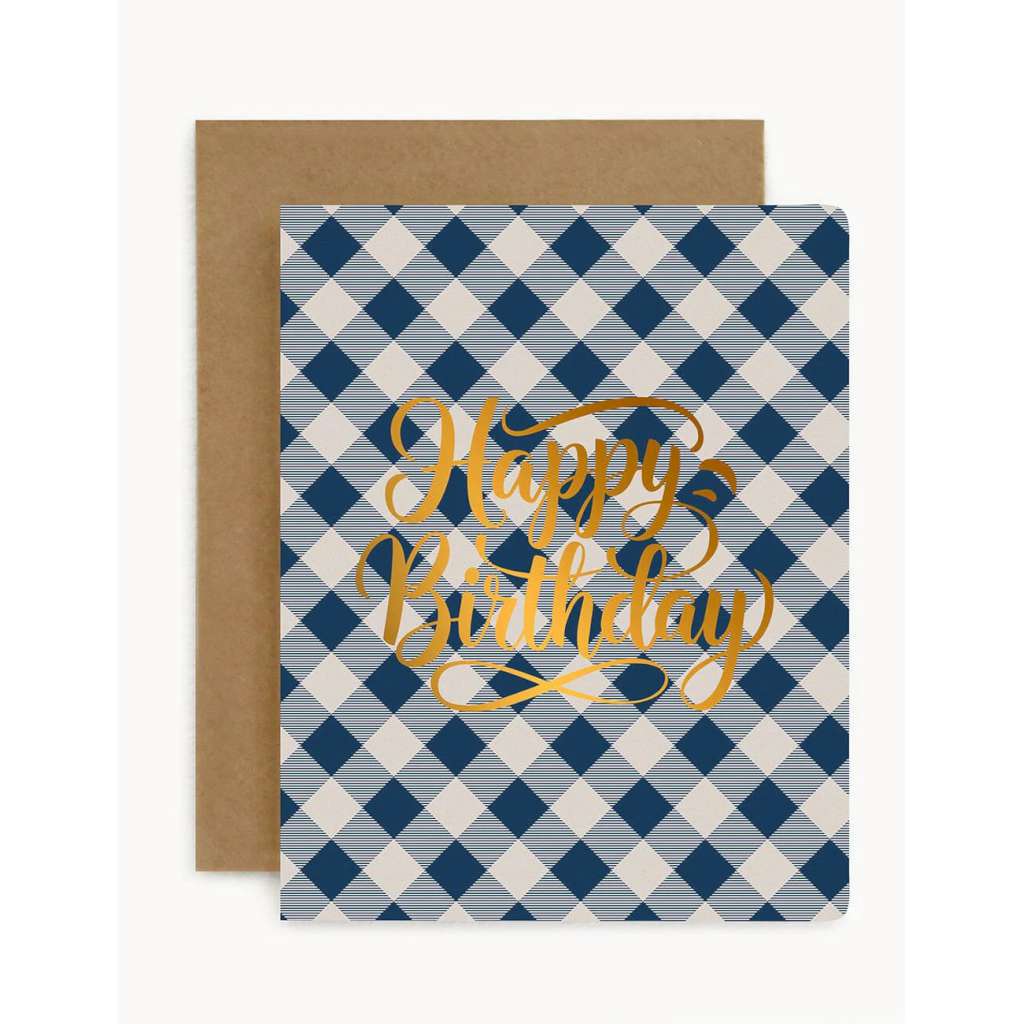 Greeting Card | 'Happy Birthday' | Check by Bespoke Letterpress. Australian Art Prints and Homewares. Green Door Decor. www.greendoordecor.com.au
