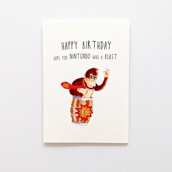 Happy Birthday, Hope you Nintendo Have a Blast | Greeting Card by Well Drawn. Australian Art Prints, Fashion and Homewares. Green Door Decor. www.greendoordecor.com.au