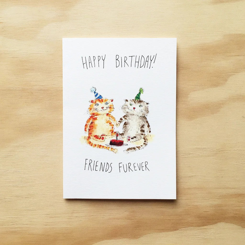 Happy Birthday, Friends Furever | Greeting Card by Well Drawn. Australian Art Prints and Homewares. Green Door Decor. www.greendoordecor.com.au