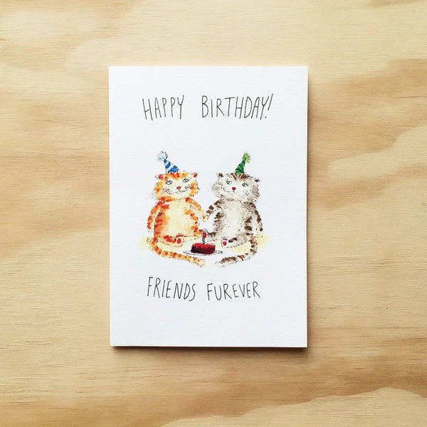 Happy Birthday, Friends Furever | Greeting Card by Well Drawn. Australian Art Prints and Homewares. Green Door Decor. www.greendoordecor.com.au