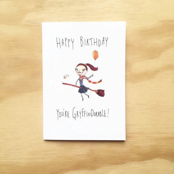 Happy Birthday, You're Gryffindorable | Greeting Card by Well Drawn. Australian Art Prints and Homewares. Green Door Decor. www.greendoordecor.com.au