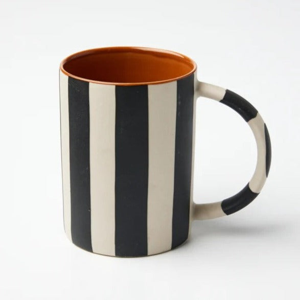 Happy Mug | Stripe Black by Jones and Co. Australian Art Prints and Homewares. Green Door Decor. www.greendoordecor.com.au