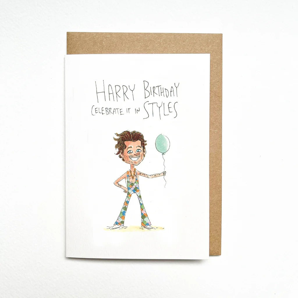 Harry Birthday, Celebrate in Styles | Greeting Card by Well Drawn. Australian Art Prints and Homewares. Green Door Decor. www.greendoordecor.com.au