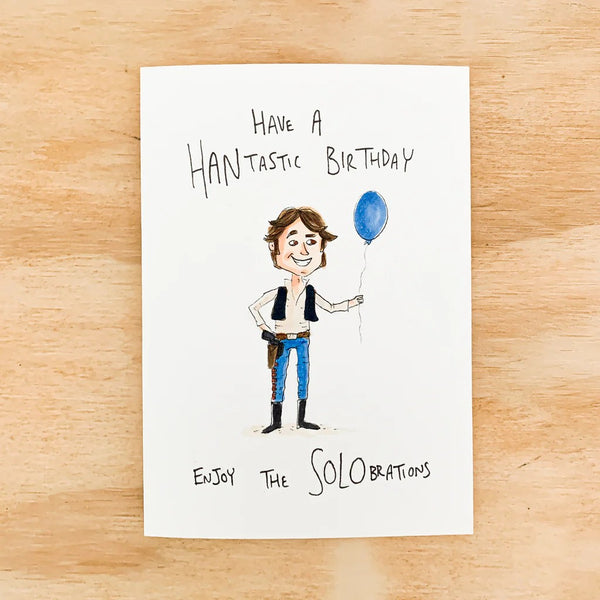 Have a Hantastic Birthday, Enjoy The Solobrations | Greeting Card by Well Drawn. Australian Art Prints and Homewares. Green Door Decor. www.greendoordecor.com.au