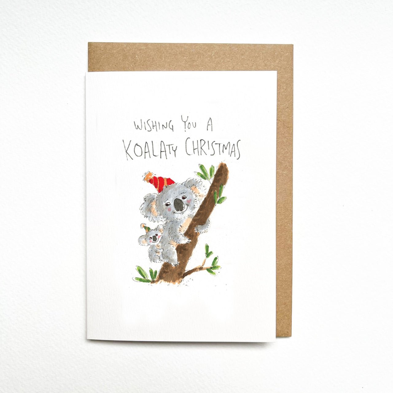 Wishing You A KOALAty Christmas| Greeting Card by Well Drawn. Australian Art Prints and Homewares. Green Door Decor. www.greendoordecor.com.au