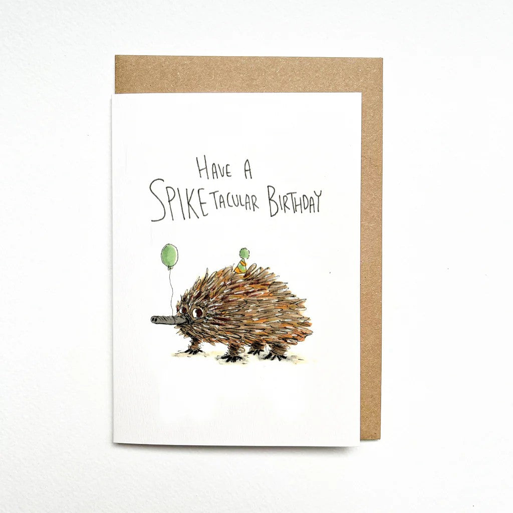 Have a Spiketacular Birthday | Greeting Card by Well Drawn. Australian Art Prints, Fashion and Homewares. Green Door Decor. www.greendoordecor.com.au