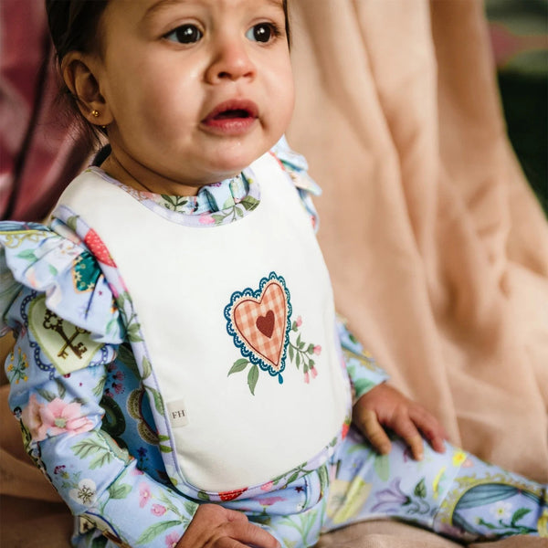 'Hearts Floral' Dandy Duo Bibs - 2 pack | Violet by Fleur Harris. Australian Art Prints and Homewares. Green Door Decor. www.greendoordecor.com.au