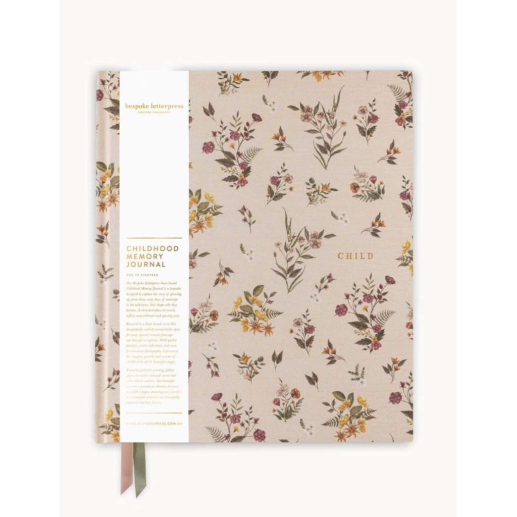 Heirloom Childhood Memory Journal | Dainty Blooms by Bespoke Letterpress. Australian Art Prints, Gifts, Fashion and Homewares. Green Door Decor. www.greendoordecor.com.au