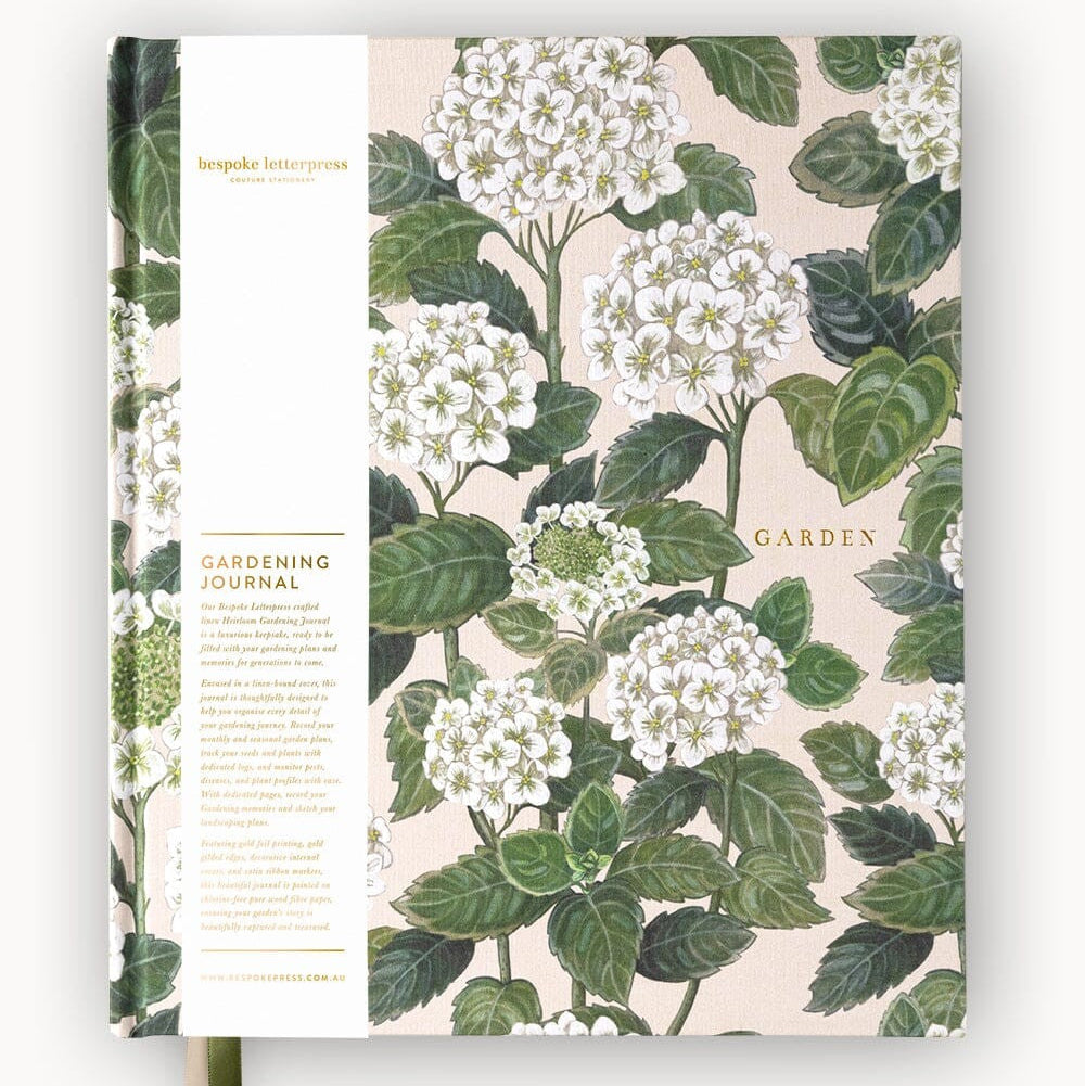 Heirloom Gardening Journal | Hydrangea by Bespoke Letterpress. Australian Art Prints and Homewares. Green Door Decor. www.greendoordecor.com.au