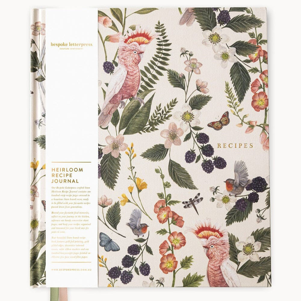 Heirloom Recipe Book Journal | Cockatoo by Bespoke Letterpress. Australian Art Prints and Homewares. Green Door Decor. www.greendoordecor.com.au