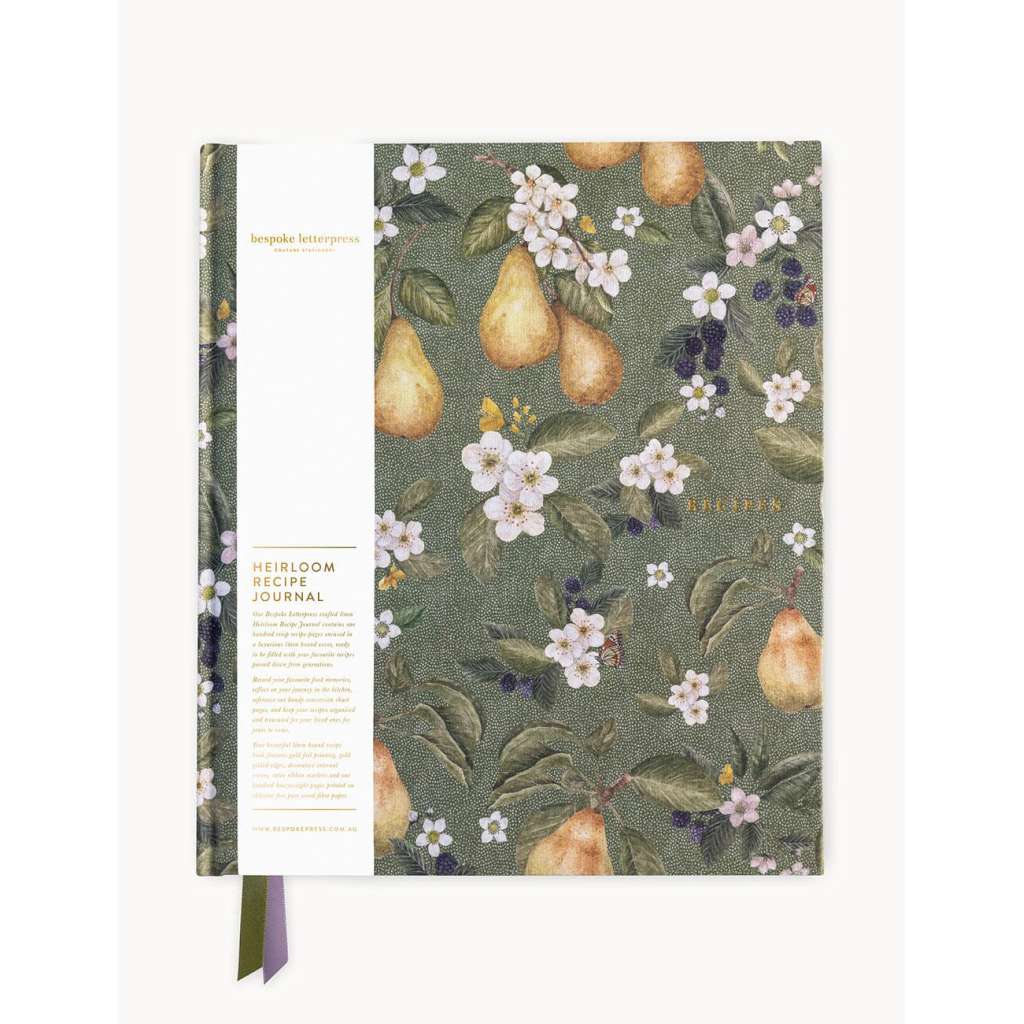 Heirloom Recipe Book Journal | Pears by Bespoke Letterpress. Australian Art Prints, Gifts, Fashion and Homewares. Green Door Decor. www.greendoordecor.com.au