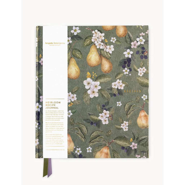 Heirloom Recipe Book Journal | Pears by Bespoke Letterpress. Australian Art Prints, Gifts, Fashion and Homewares. Green Door Decor. www.greendoordecor.com.au