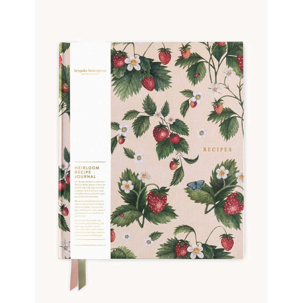 Heirloom Recipe Book Journal | Strawberries by Bespoke Letterpress. Australian Art Prints, Gifts, Fashion and Homewares. Green Door Decor. www.greendoordecor.com.au