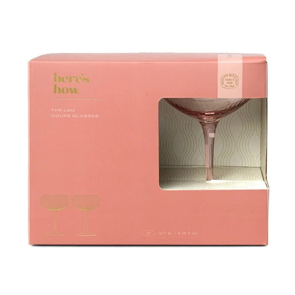 Here's How | 'The Lou' Coup Cocktail Glasses (Set of 2) | Blush by Designworks Collective Australia. Australian Art Prints, Gifts, Fashion and Homewares. Green Door Decor. www.greendoordecor.com.au