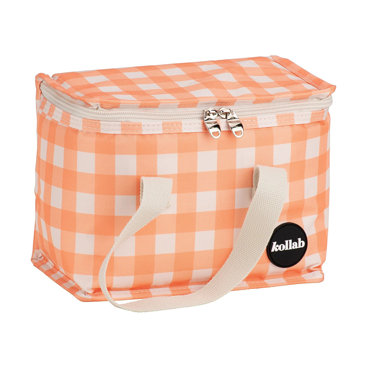 Holiday Lunch Box | Apricot Check by Kollab. Australian Art Prints and Homewares. Green Door Decor. www.greendoordecor.com.au