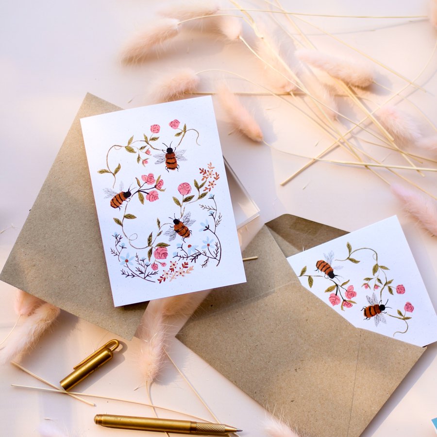 Honey Harvest - Greeting Card by The Darling Fig. Australian Art Prints and Homewares. Green Door Decor. www.greendoordecor.com.au