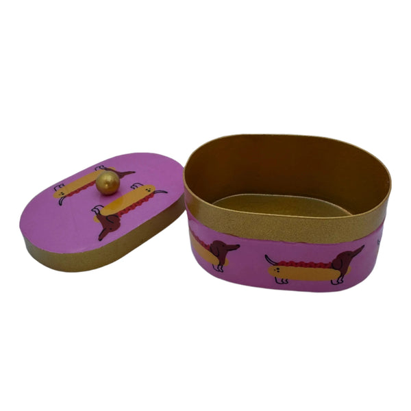 Hot Dog Trinket Box by Mink & Me. Australian Art Prints and Homewares. Green Door Decor. www.greendoordecor.com.au