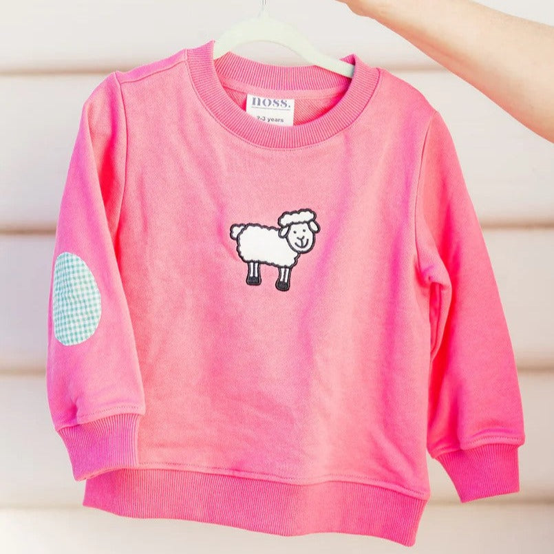 Hot Pink Sheep Kid's Jumper by Noss & Co. Australian Art Prints and Homewares. Green Door Decor. www.greendoordecor.com.au