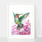 'Hummingbird and Coral Bell Flowers' Art Print by Earthdrawn Studio. Australian Art Prints and Homewares. Green Door Decor. www.greendoordecor.com.au