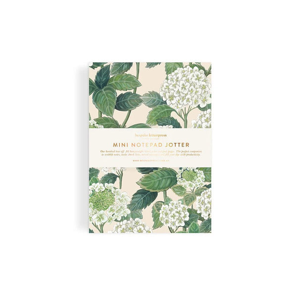 Notepad Mini Jotter | Hydrangea by Bespoke Letterpress. Australian Art Prints, Gifts, Fashion and Homewares. Green Door Decor. www.greendoordecor.com.au
