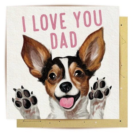 Greeting Card | I Love You Dad Puppy by La La Land. Australian Art Prints, Gifts, Fashion and Homewares. Green Door Decor. www.greendoordecor.com.au