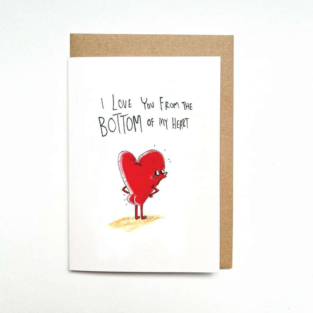 I Love You From The Bottom of My Heart | Greeting Card by Well Drawn. Australian Art Prints and Homewares. Green Door Decor. www.greendoordecor.com.au