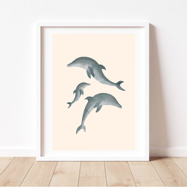 'Dolphin Dance' | Under the Sea Dolphin Wall Art Print by Cassie Zaccardo. Australian Art Prints and Homewares. Green Door Decor. www.greendoordecor.com.au