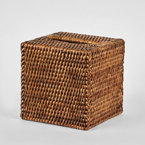 Paume Rattan Square Tissue Box | Antique Brown by Florabelle Living. Australian Art Prints, Gifts, Fashion and Homewares. Green Door Decor. www.greendoordecor.com.au