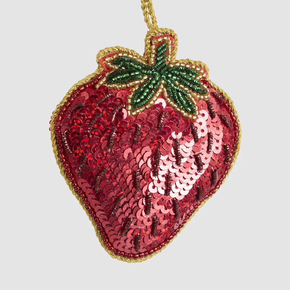 Ciao Bella! Strawberry | Sequin Hanging Christmas Tree Decoration by Florabelle Living. Australian Art Prints, Gifts, Fashion and Homewares. Green Door Decor. www.greendoordecor.com.au
