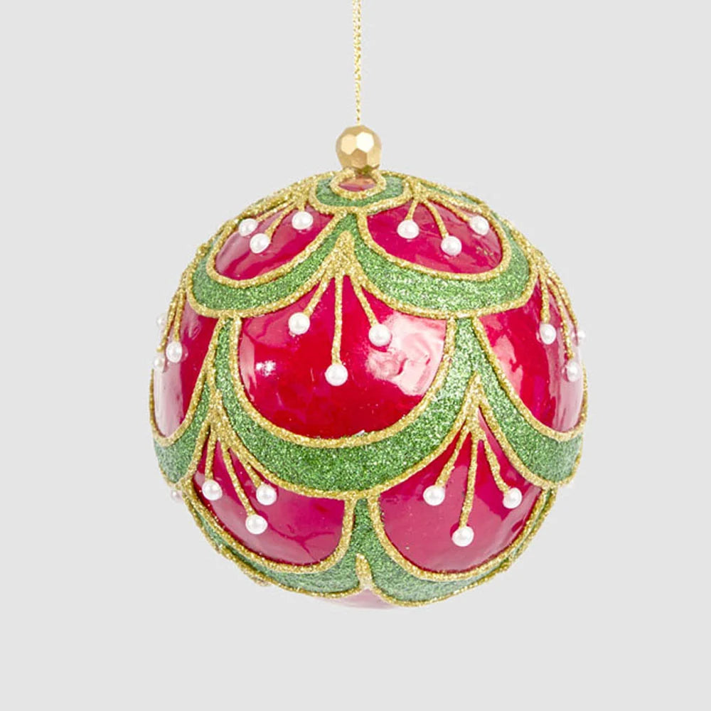 Scallop Capiz Bauble - Red & Green | Christmas Hanging Decorations by Florabelle Living. Australian Art Prints, Gifts, Fashion and Homewares. Green Door Decor. www.greendoordecor.com.au