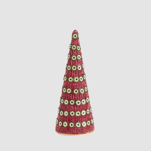Redon Bead Cone Tree Small - Red | Christmas Decorations by Florabelle Living. Australian Art Prints, Gifts, Fashion and Homewares. Green Door Decor. www.greendoordecor.com.au