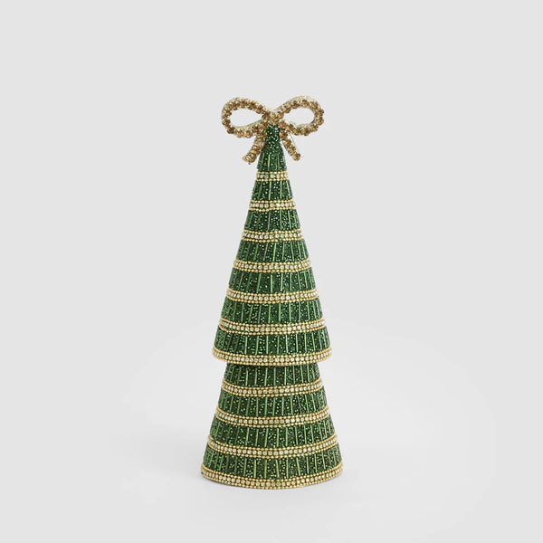 Tiffany Bow Stripe Cone Tree Small - Green | Christmas Decorations by Florabelle Living. Australian Art Prints, Gifts, Fashion and Homewares. Green Door Decor. www.greendoordecor.com.au
