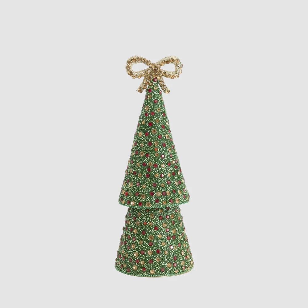 Tiffany Bow Gem Cone Tree Small - Green | Christmas Decorations by Florabelle Living. Australian Art Prints, Gifts, Fashion and Homewares. Green Door Decor. www.greendoordecor.com.au