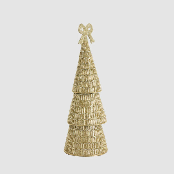 Tiffany Bugle Bead Tiered Cone Tree Large - Gold | Christmas Decorations by Florabelle Living. Australian Art Prints, Gifts, Fashion and Homewares. Green Door Decor. www.greendoordecor.com.au