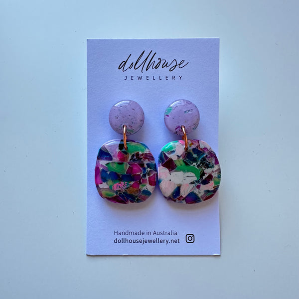 'Lilac Stone' Dangles by Dollhouse Jewellery. Australian Art Prints and Homewares. Green Door Decor. www.greendoordecor.com.au