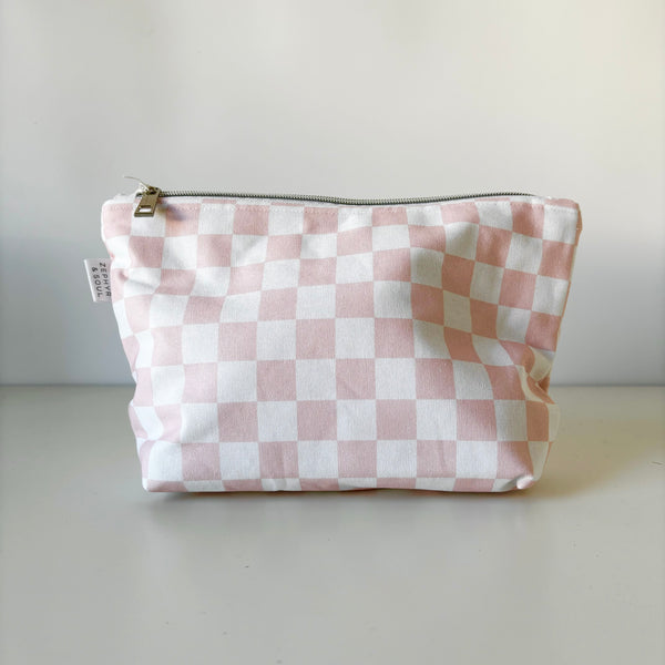 Zipper Pouch | Strawberry Check | Zephyr + Soul | Designed and handmade in Australia. Australian Art Prints and Homewares. Green Door Decor. www.greendoordecor.com.au