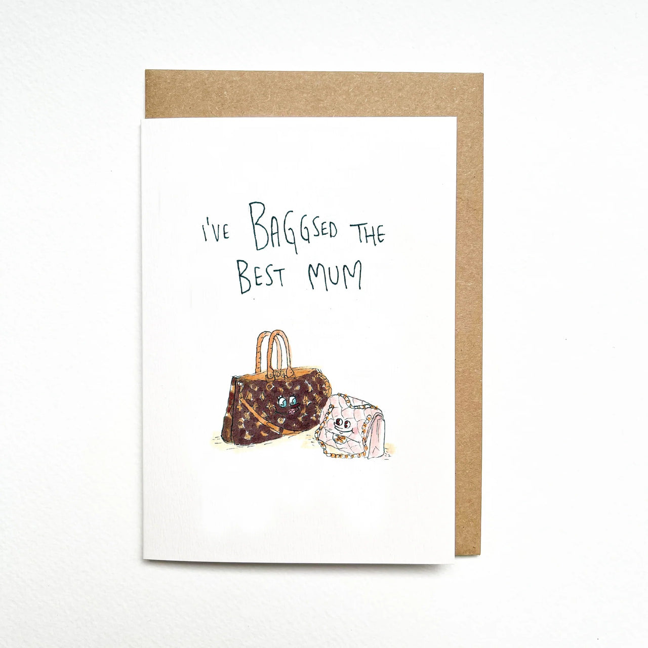 I've Baggsed The Best Mum | Greeting Card by Well Drawn. Australian Art Prints, Gifts, Fashion and Homewares. Green Door Decor. www.greendoordecor.com.au